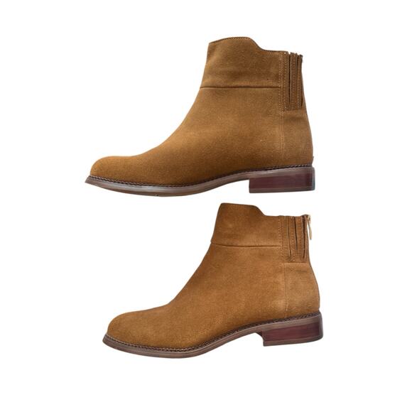 Franco Sarto Women's 8.5  Hawk Boot Tan Wiskey Suede Bootie Back Zip Shoe - Picture 8 of 11